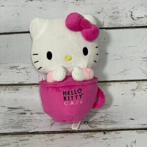 Hello Kitty Cafe Plush Plushie Pink Cup 9 in coffee